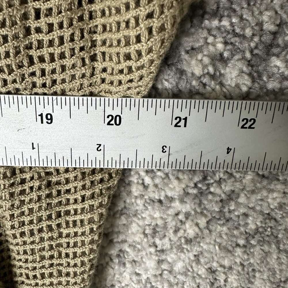 Made In Italy Sweater Cardigan Womens One Size Tan Open Knit Mesh Long Duster - Picture 5 of 6